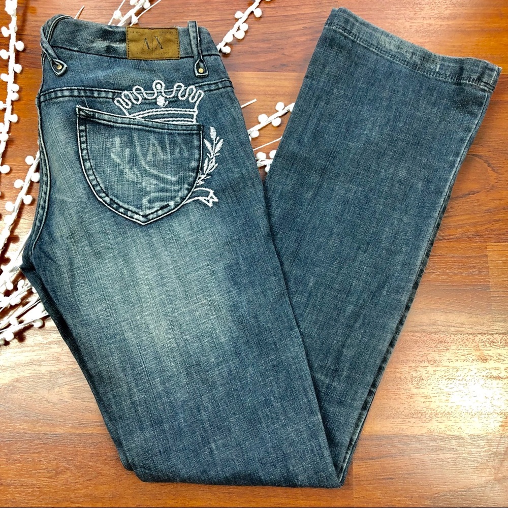 Armani Exchange embroidered distressed jeans Sz. 0
